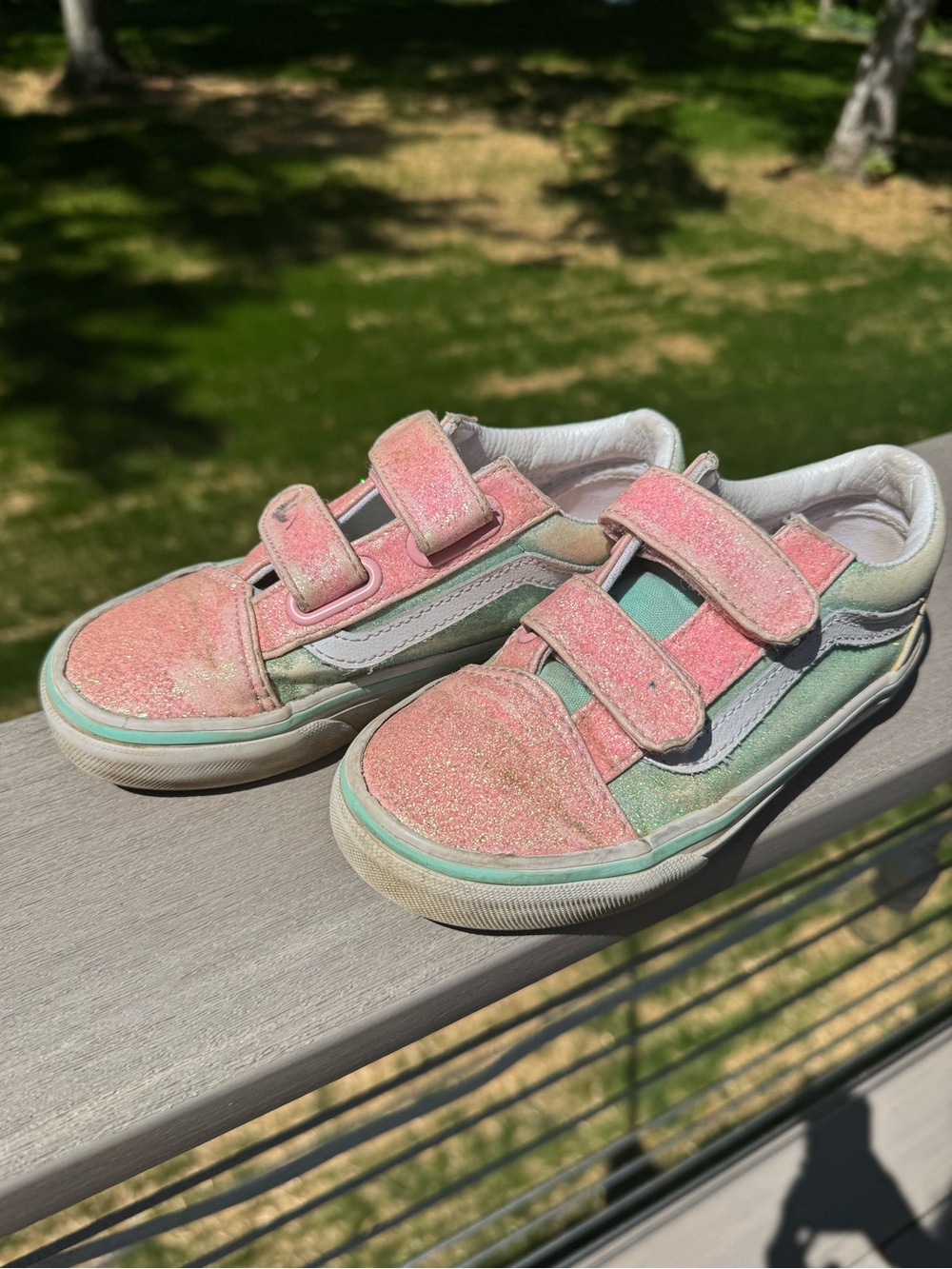 Old Skools Vans Size 12.5 Glitter Pastel Blue / Pink / Yellow